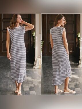 NWOT Frank & Eileen Cory Vintage Muscle Tee Maxi Dress Navy French Stripe XS